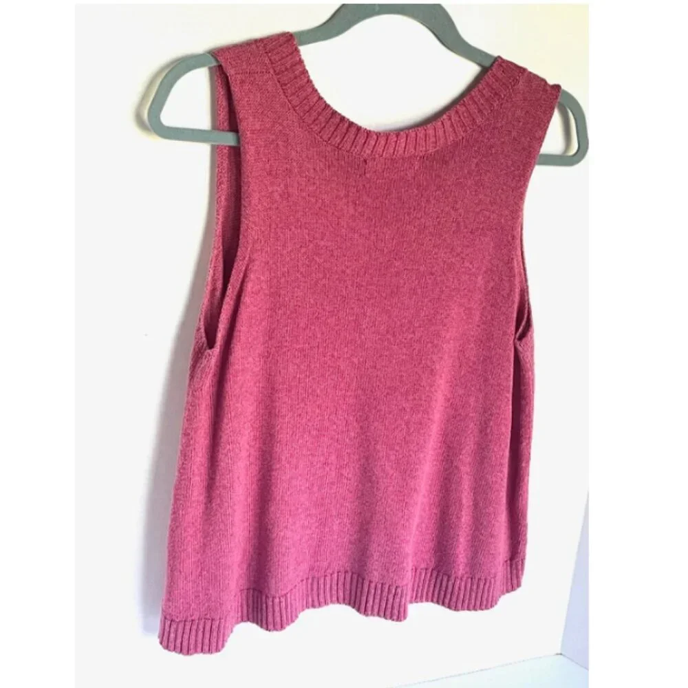 Anthropologie Tank Top Knit Womens Medium Pink V-Neck Sleeveless Cotton Blend - Picture 3 of 9
